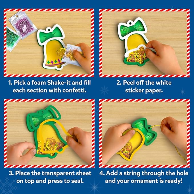 Skillmatics Art & Craft Activity - Shake-its Christmas Ornaments, DIY Holiday Decoration Kit, Glitter Craft Kit, Creative Activity, Gifts for Girls & Boys Ages 4, 5, 6, 7, 8, 9