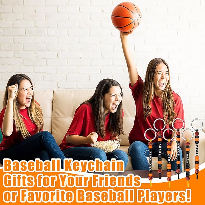 Landical 564 Pcs Basketball Keychain Making Kit DIY Basketball Bead Key Chain Set Craft Adjustable Sport Letter Bead Sport Theme Party Favor Gift Accessory Holiday Decoration for Adult(Vintage Color)