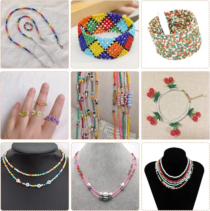 Size 2mm Seed Beads About 16800pcs 28 Colors in Grid Storage Box 12/0 Small Seed Beads for Bracelet Jewelry Making