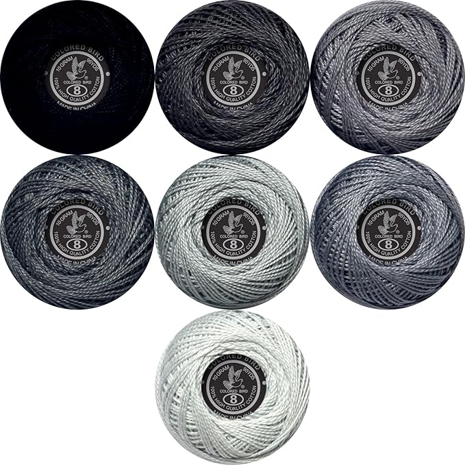 Soft 7 Colors Classic Crochet Thread 7 Pack,100% Cotton (Tin Color-414-5200)