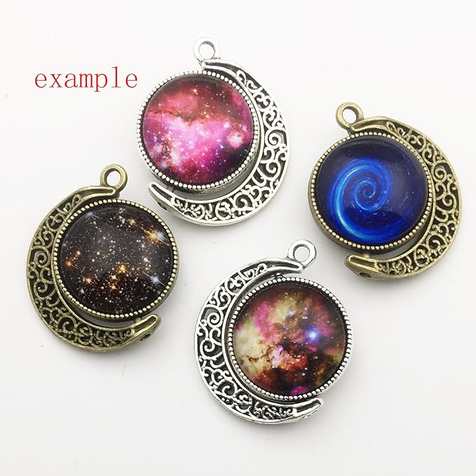 10 Sets Fit 18mm Moon Rotation Double Side Round Blank Bezel Pendant Trays Base Cabochon Settings Trays Pendant Blanks Jewelry Making DIY Findings (M133)