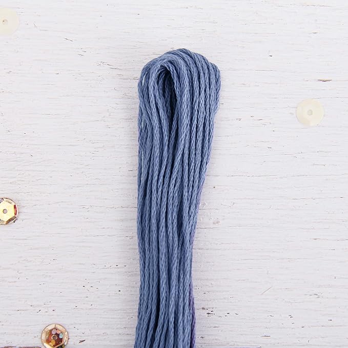 12 Skeins ThreadArt Premium Egyptian Long Fiber Cotton Embroidery Floss | Dusty Blue | 6 Strand Divisible Thread 8.75yds Each for Hand Embroidery, Friendship Bracelets, Cross Stitch and Crafts