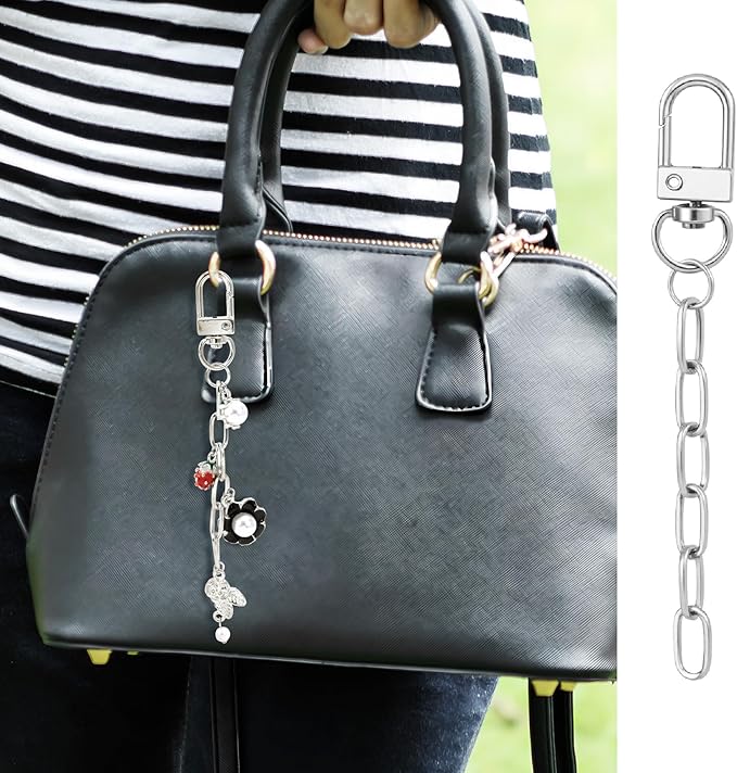 Hzopcw 6pcs Keychain Making Kit, Silver Key Ring Swivel Snap Hook Chains, Alloy Extender Keychain Bag Charm Kits for DIY Crafts Jewelry Making Handbag Purses- A Style