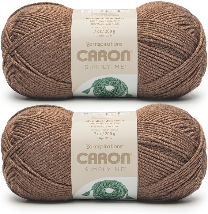 Caron Simply Me Bronzite Yarn - 2 Pack of 200g / 7oz - 62% Acrylic 20% Nylon 18% Wool - #5 Bulky - 246Yards - Knitting/Crochet