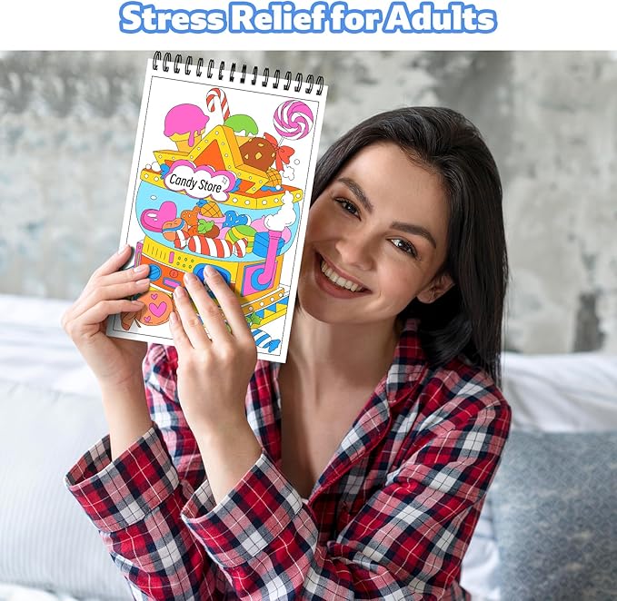 Elfew 4 Set Coloring Books for Teens & Kids 8-12, Stress Relieving & Therapeutic Coloring Book with 80 Cute Patterns, Anxiety Relief & Relaxation for Teens Adult Women