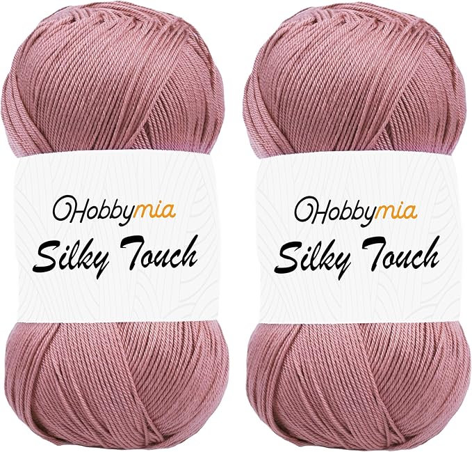 Silky Touch Acrylic Yarn - Soft Sport Weight Yarn for Crochet & Knitting - 100g / 383yds - 100% Microfiber Acrylic - Lightweight Fine Smooth Yarn(Pink - Rhodonite Stone, 2 Skeins)