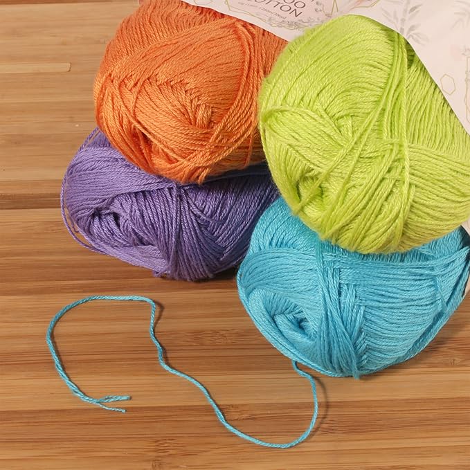 JubileeYarn Baby Soft Bamboo Cotton Yarn - 50g/Skein - Shades of Tropical Colors - 4 Skeins