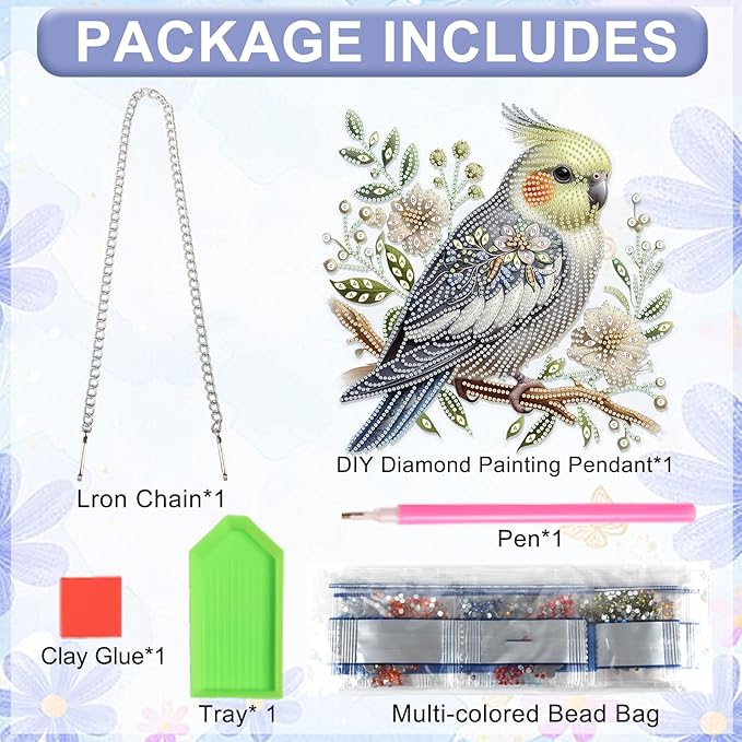 AiYuanzsh Diamond Art Suncatcher Hanging Kit Parrot with Flowers, Special Shaped Diamond Painting Ornament for Adults, Colorful DIY Window & Wall Decoration, Crystal Diamond Art Kit
