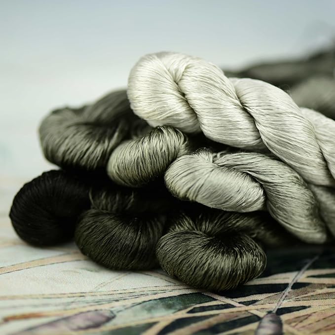 Natural 100% Silk Thread, Handmade Embroidery Thread Silk Floss 7 Colors 110m Each (41)