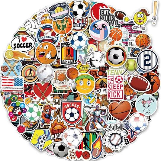pcnearty 300 pcs sport stickers for kids, sport water bottle stickers, vinyl waterproof laptop sticker for water bottle, bulk sticker packs for boys kids classroom prizes for elementary students