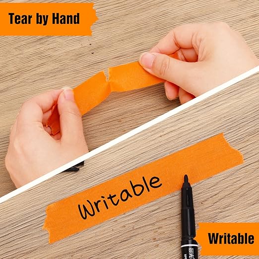 HongWay Masking Tape 1 Inch, 6 Rolls x 22yd (132yds in Total) Painters Tapes for Painting Labeling Arts Crafts, Easy Removal, No Residue (0.94in Orange)