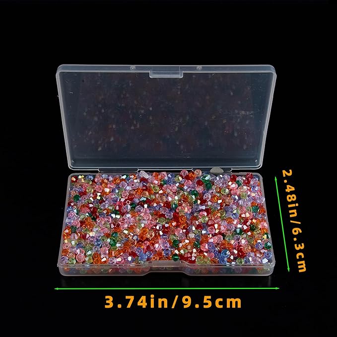 laopottbeads 1200pcs 3mm bicone crystal glass beads for jewelry making, sparkling mini beads for suncatchers, diy bracelets & craft projects (multicolored)