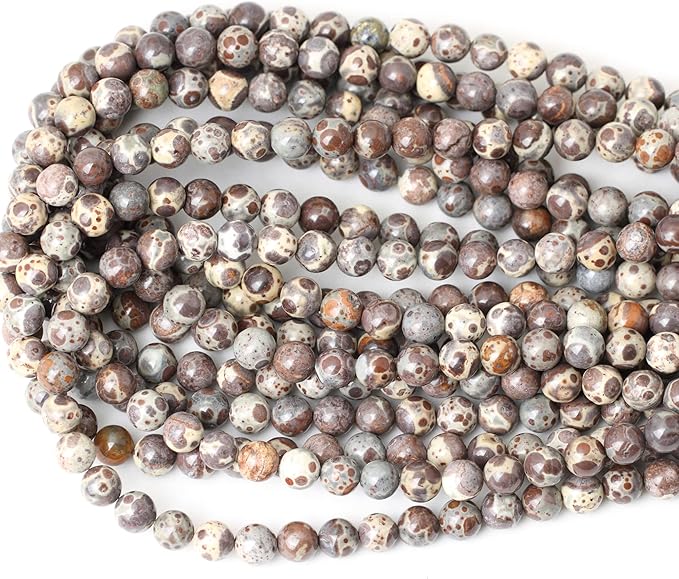 45PCS 8mm Natural Mexico Obicular Jasper Gemstone Round Loose Beads for Jewelry Making 1 Strand 15"