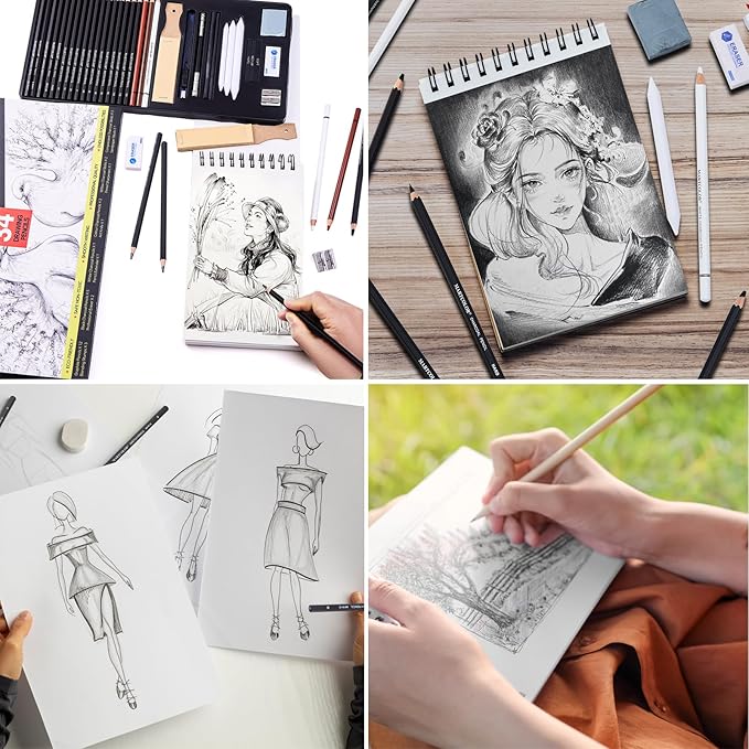 MARTCOLOR 5.5X8.5” Premium Sketch Book Set, 1 Pack, 100 Sheets(68 lb/100gsm) Sketchbook, Spiral Bound, Acid-Free Drawing Paper, Artist Sketch Pad for Beginners Artists, Perfect for Most Dry Media