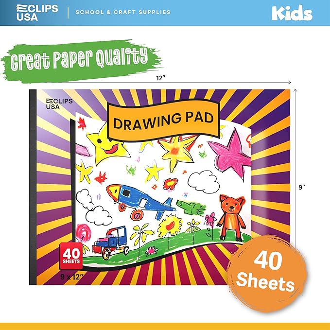 Sketch Book for Kids, Drawing Pad for Kids, Drawing Paper, Sketch Pad for Kid, Sketchbook for Kid (9 x 12, 40 Sheets) (4)