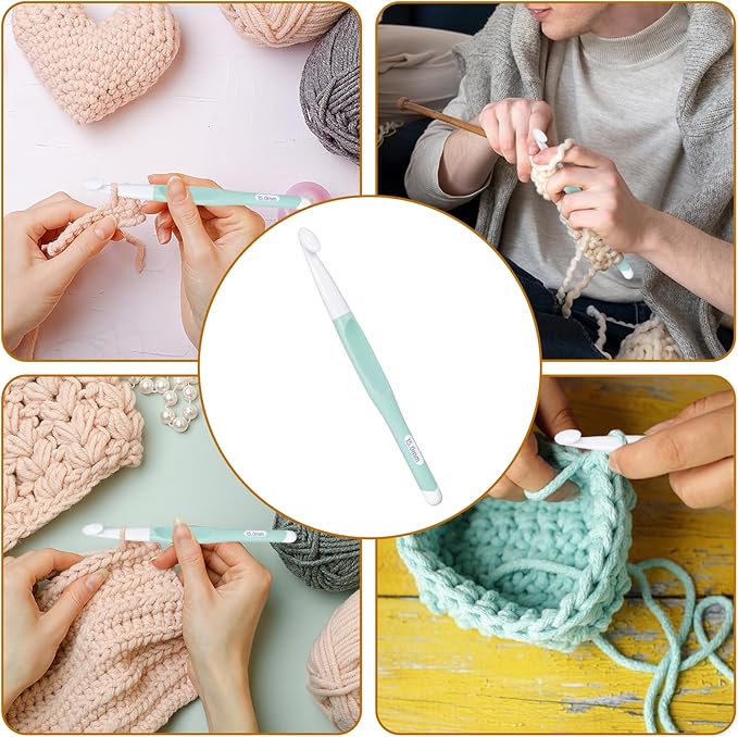 15mm Large Crochet Hook with Ergonomic Handle, Big Crochet Hooks for Chunky Yarn, Rubber Handle Crochet Hook, Professional Huge Crochet Needles for Beginners and Experiecced Crochet Lover