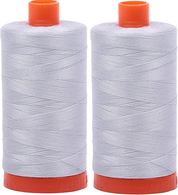 Aurifil Mako 50wt Thread 2 Large Spools: Dove 2600 Color