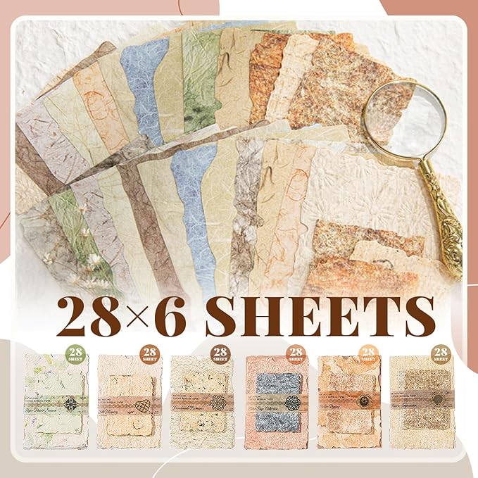 168Pcs Scrapbook Supplies Kit Textured Paper, Rice Paper For Scrapbooking Paper,Junk Journal Supplies,Decorative Decoupage Card Making Supplies,And DIY Mixed Media Collage Card,Vintage Wall Decor