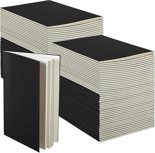 mimorou 100 pcs journals notebooks bulk - kraft softcover a5 small notebooks 5.5 inch x 8.3 inch notepads with 60 page 30 sheet for writing sketch travel office supplies(black,dot)