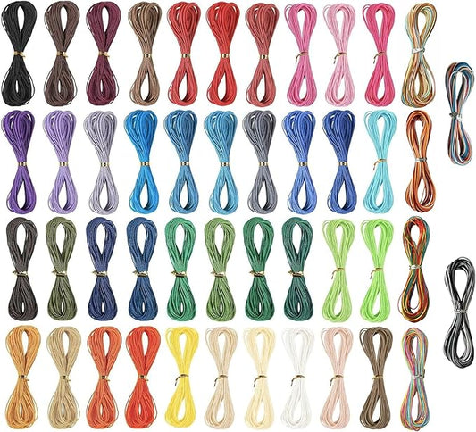 46 Colors 460m1mm Waxed Polyester Cord Bracelet Cord Wax Coated Thread for Jewelry Making Waxed String for Bracelet Making 10m for Each Color