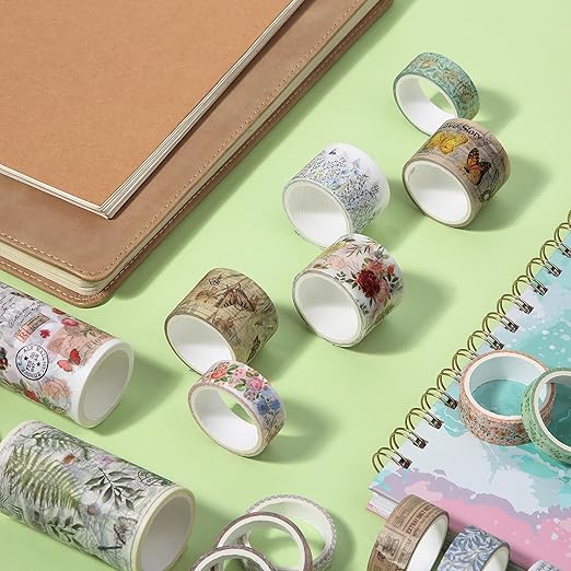 Mr. Pen- Washi Tape Set, 24 Rolls, Assorted Sizes, Vintage Botanical & Butterfly, Washi Tape for Journaling