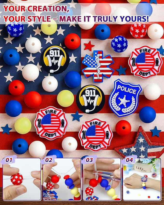 120PCS FIVEIZERO Silicone Focal Beads for Keychain Making, Characters Badge, 15mm Round 12mm Lentil & 10mm Rhinestone Beads for Pens, Bracelets & Crafts with Elastic Cord & Scissors