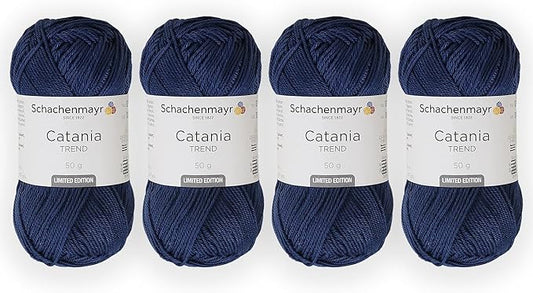 4 Skein/Pack Schachenmayr (SMC) Catania Originals Yarn, Each Ball 1.76 Oz (50gr) / 136 Yards (125 m), 100% Mercerized Cotton for Knitting and Crochet Yarn, Sport Weight, 164 - Jeans