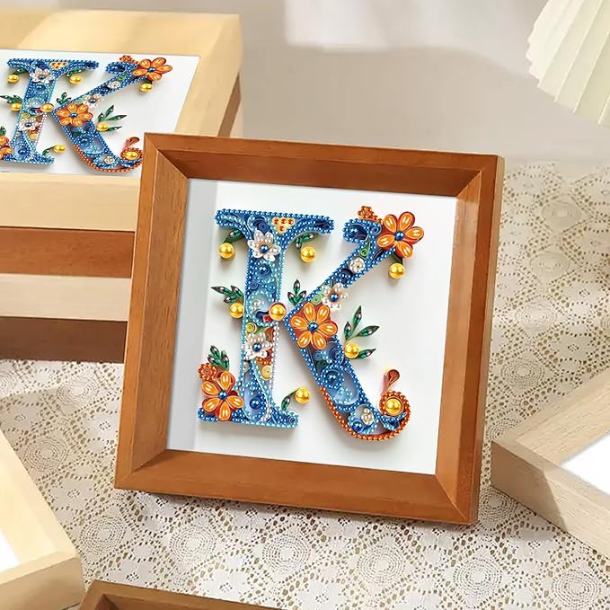 MVVMTOP Diamond Painting Kit, 5D DIY Letter K, Special Shape Crystal Artificial Diamond Art Partial Mosaic Handicraft for Beginners, Wall Decor Gift for Bedroom, Office, Living Room 6.7x6.7in