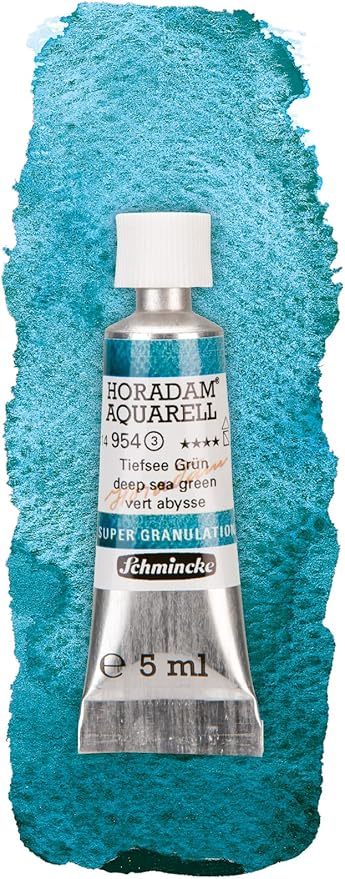 Schmincke Horadam® Aquarell, Super Granulation Trio Deep Sea 5 ml Tubes, 74 614 097, Cardboard Set, Very Strong Granulating Watercolors
