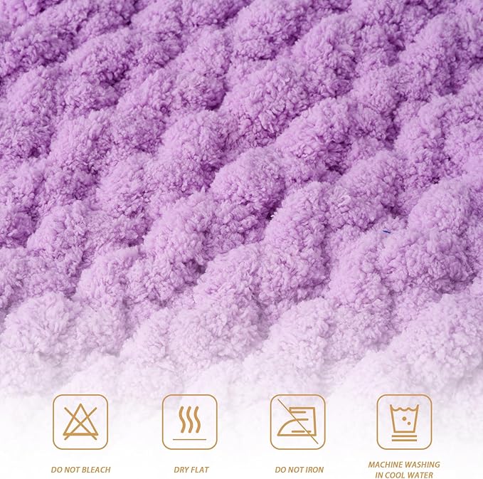 Chunky Chenille Yarn for Crocheting/Arm Knitting, Super Soft Jumbo Knit Blanket Yarn Light Purple 2 Pack (32 yds, 8.5 oz Each Pack)
