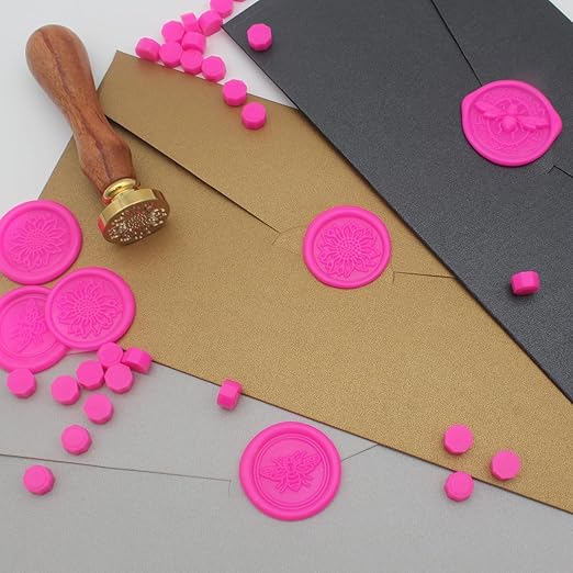 250pcs Wax Seal Beads Rose Pink, Andotopee Premium Sealing Wax Beads for Stamp Seals, Octagon Seal Stamp Pellets Refill Pack for Wedding Invitation, Letter Envelope, Scrapbook DIY & Bridal Crafts