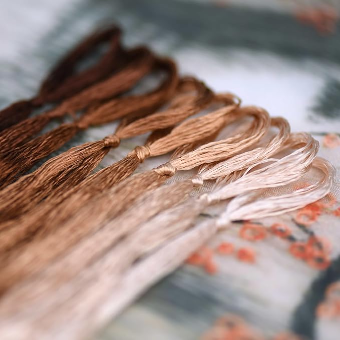 Natural 100% Silk Thread, Handmade Embroidery Thread Silk Floss 9 Colors 110m Each (60)