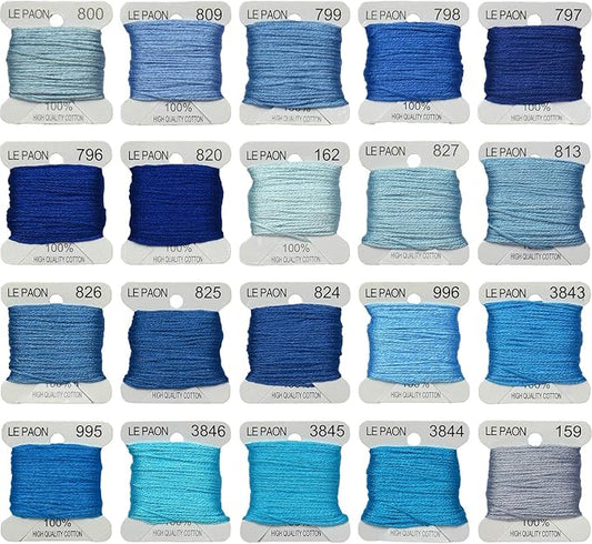 Premium Rainbow Color Embroidery Floss bobbins - Cross Stitch Threads - Friendship Bracelets Floss - Crafts Floss - 20 Bobbins Per Pack Embroidery Floss, Royal Blue Gradient