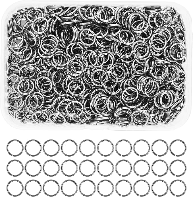 Mandala Crafts Assorted Gunmetal Jump Rings Jewelry Findings Metal O Rings for Jewelry Making Supplies - 1000 7mm Small Open Jump Rings Kit for Necklace Earring
