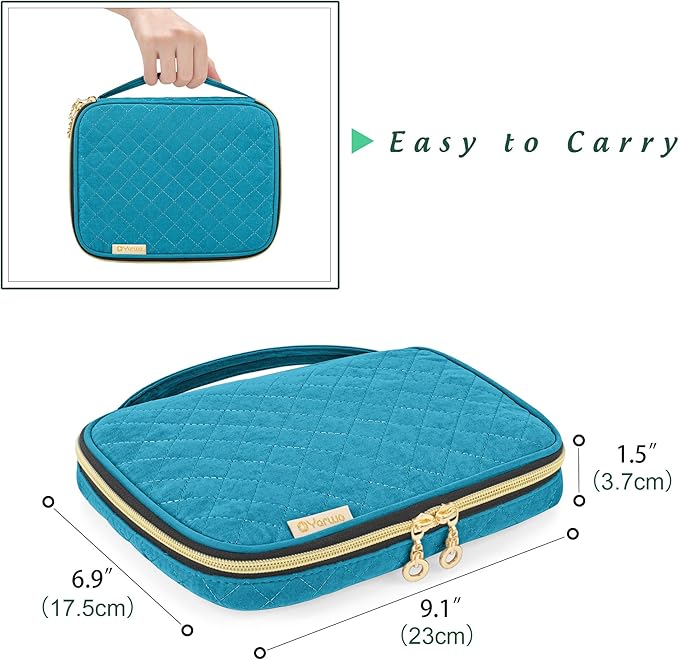 Yarwo Crochet Hook Case, Travel Organizer Holder for Crochet Hooks, Circular Knitting Needles, Knitting Needles (up to 8") and Other Supplies, Teal (Bag Only, Patented Design)