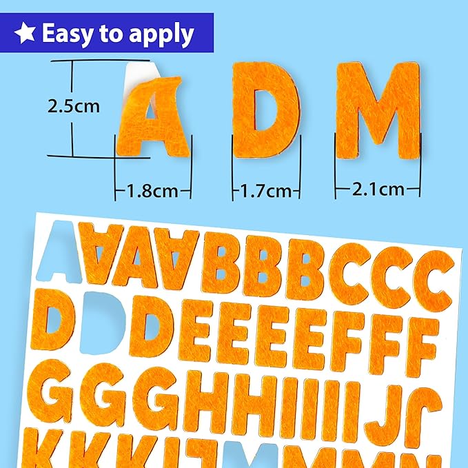 krafun 500+ felt stickers for toddlers & kids - self-adhesive alphabet letters, numbers & shapes - no-mess diy scrapbook arts and crafts supplies - educational learning activity gift for ages 3+