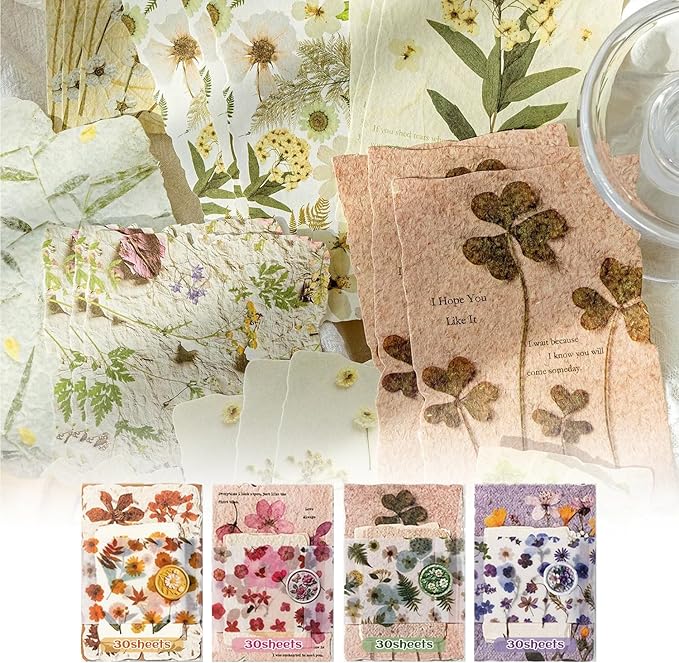 120Pcs Floral Vintage Scrapbook Supplies Kit Textured Paper Embossed Rice Paper for Crafts,Junk Journal Supplies Bullet Journaling,Decoupage Card Making,DIY Mixed Media Collage Card