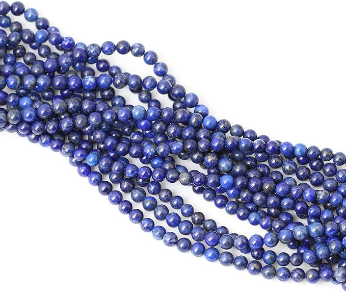 cheavian 60pcs 6mm natural lapis lazuli gemstone round loose beads for jewelry making diy findings 1 strand 15"