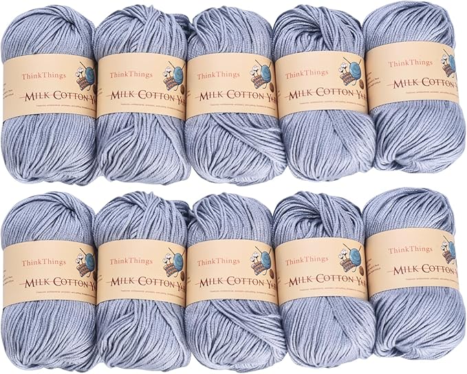 Acrylic Yarn for Crocheting - Hand Knitting Light Gray Yarn - Crochet Thread for Crocheting Bulk - 10Balls 17.6Ounces Large Pack (Light Gray)