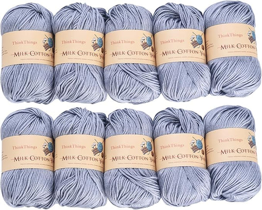 Acrylic Yarn for Crocheting - Hand Knitting Light Gray Yarn - Crochet Thread for Crocheting Bulk - 10Balls 17.6Ounces Large Pack (Light Gray)