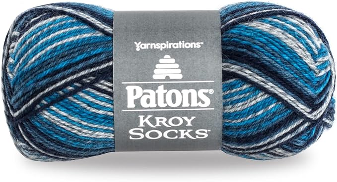 Patons Kroy Socks Yarn - (1) Gauge - 1.75 oz - Sing N The Blues - For Crochet, Knitting & Crafting