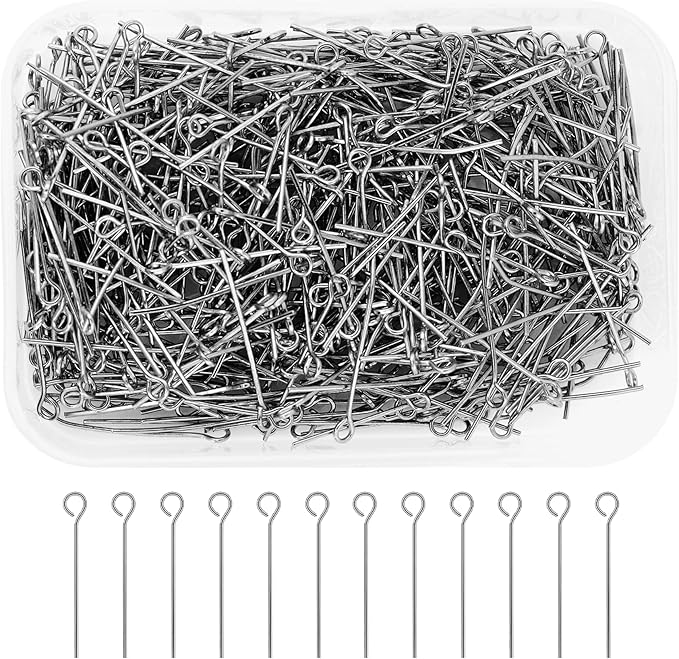 Mandala Crafts 500 1 Inch Gunmetal Eye Pins for Jewelry Making Earring Making Supplies Jewelry Findings Open Eye Head Pins for Earrings DIY Bracelets Rosary Charms