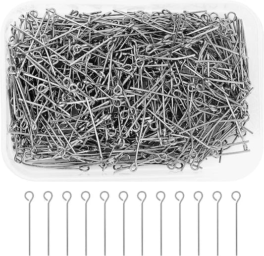 Mandala Crafts 500 1 Inch Gunmetal Eye Pins for Jewelry Making Earring Making Supplies Jewelry Findings Open Eye Head Pins for Earrings DIY Bracelets Rosary Charms