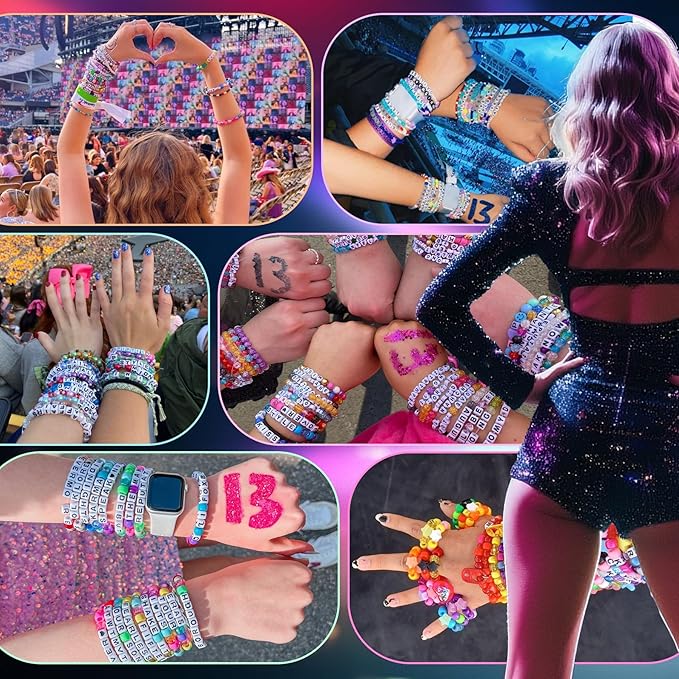 Gionlion 4200Pcs Pony Beads for Bracelet Making Kit, 48 Colors Kandi Beads Bracelet Kit, 2500PCS Rainbow Candy, 1700PCS Friendship Letter Bead with 20 Meter Elastic Strings for Jewelry Making