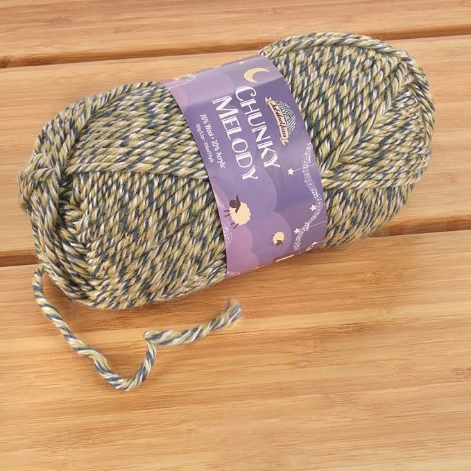 JubileeYarn Chunky Melody Yarn - 100g/Skein Bulky Wool Blend - Lake Front - 4 Skeins