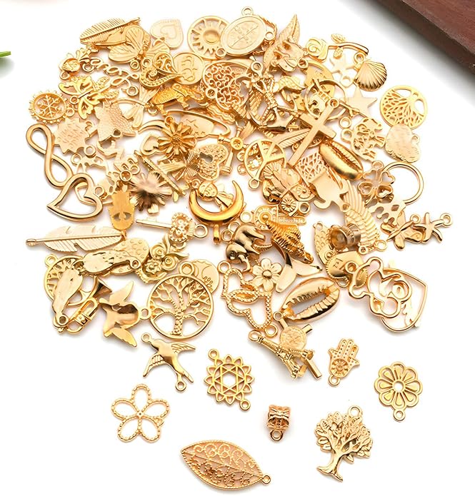 100 Pieces Jewelry Making Charms Pendants for Bracelet Bulk lot Necklace Earrings Keychain Charms Beads DIY Kit Trendy Craft