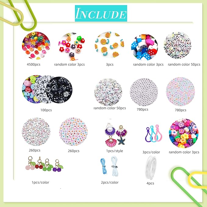 6800pcs Pony Beads in Bulk for Bracelet Making Kit, Multicolored Plastic Beads for Hair Braiding, Alphabet Beads, DIY Crafts, Kandi Friendship Charm Bracelet Keychain Making
