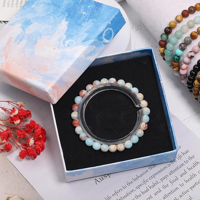 720pcs 6mm Natural Round Stone Beads Gemstone Crystal Loose Beads Smooth Bead for Bracelet Necklace Earring Jewelry Making Kit