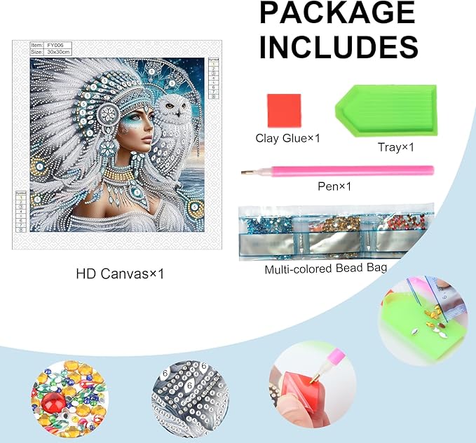 AiYuanzsh 5D DIY Special-Shaped Diamond Painting Kit – Goddess with White Owl, 30x30cm Crystal Rhinestone Art for Home Wall Decor, Gifts for Women Adults Beginners