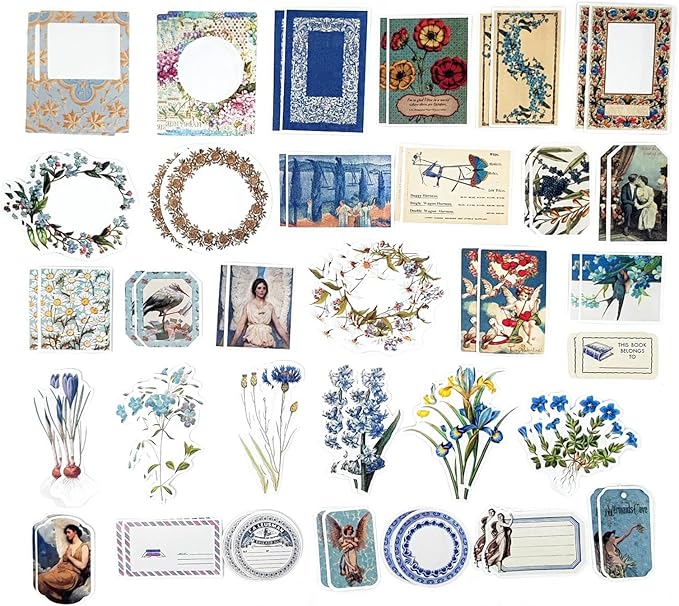 Esweny 200PCS Vintage Scrapbooking Supplies Kit for Journaling, Scrapbook Sticker Paper Pack for Junk Journal Planners Aesthetic Cottagecore Room Decor Wall Art Collage Album